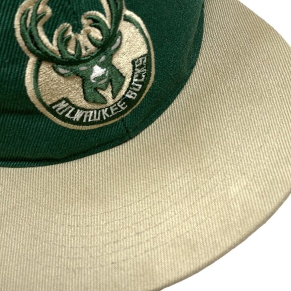 Milwaukee Bucks Basketball Snapback Embroidered Green Tan Cap Hat NBA Headcoverz - Picture 6 of 8
